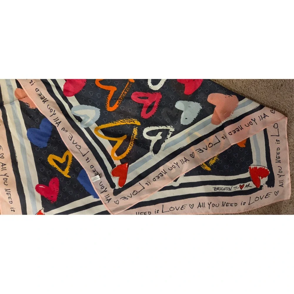 Brighton Color of Love Heart Scarf Pink Navy Multi Square Polyester‎ Tom Clancy
